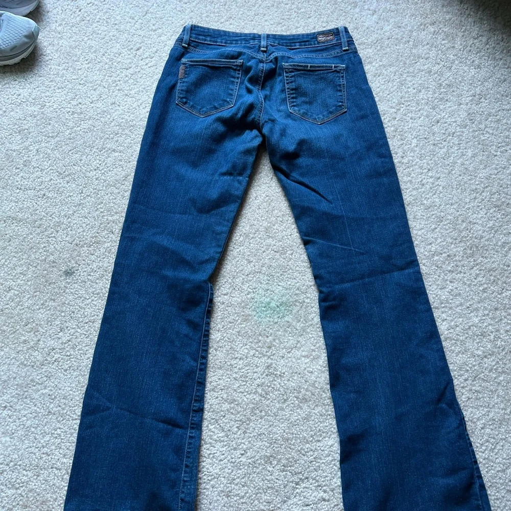 Paige size 29 inch waist low rise flare jeans has stretch - Canyon boot - Picture 5 of 9